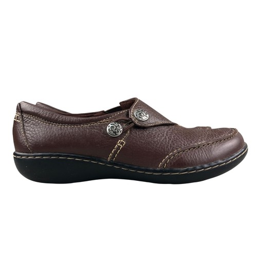 Scarpe casual Clarks donna taglia 7M Ashland Lane marrone pelle ciottolata slip on