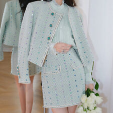 Womens Luxury Bead Embroidery Jacket Skirt Runway Occident 2 Pics Suit Dress Sz