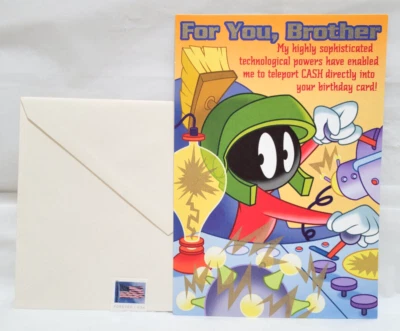 Looney Tunes  Marvin the Martian - Happy Birthday BROTHER Greeting Card w/Stamp - Image 1 of 4