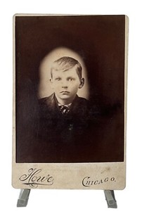Antique Cabinet Card Victorian Era Young Blonde Boy Vignette Portrait Chicago