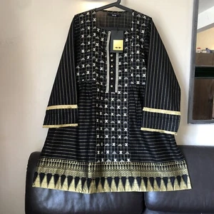 KHAADI Size 14 Black Kurta ,Sana Safinaz Agha Noor Maria B Sapphire Pakistani - Picture 1 of 4