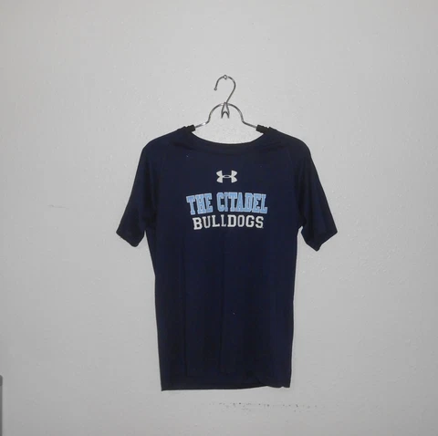 The Citadel Bulldogs Under Armour Blue Crew Neck Performance T-Shirt Logo YXL Cover
