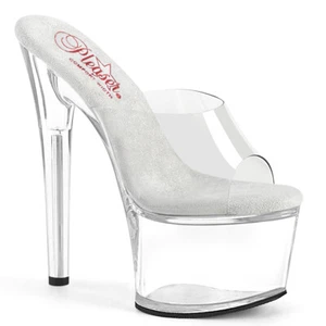 7" Clear Platform Heels Stripper Basic Pole Dancer Pleaser Shoes Wide Width - Picture 1 of 3