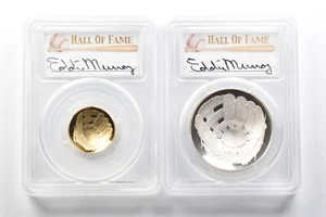 (2) 2014-P/W Baseball HOF Silver/Gold Commemorative Eddie Murray PR70 PCGS *7776 - Picture 1 of 3