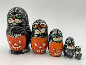 4,7 Zoll Halloween Nestpuppe handbemalt Matroschka Puppe 5 Stück lustige Geschenke - Bild 1 von 6