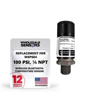 WEPS04 Wireless Bluetooth Pressure Sensor Transducer, 1/4”NPT, 100PSI - Picture 1 of 7