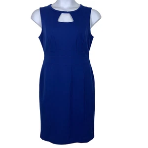 Classiques Entier Size 12 Sheath Dress Royal Blue Sleeveless Cutouts Lined AS IS - Picture 1 of 7