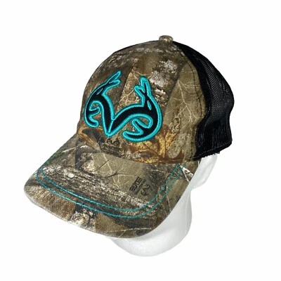 Realtree Hat Cap Snapback Mesh Ladies Fit Outdoor Cap Camo Turquoise Antlers - Image 1 of 4