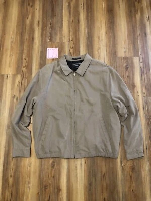 Vintage Dockers Bomber Jacket Men's Size XXL Zip Up Beige Blanket Lined Stain - Image 1 of 4