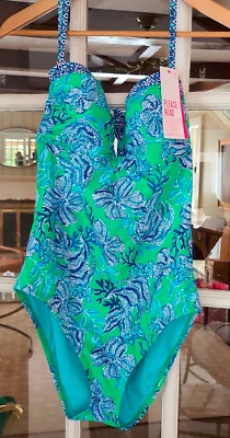 New Lilly Pulitzer Jagger One Piece Swimsuit Keepin it Reel  Size 14 (01008C) - Image 1 of 4