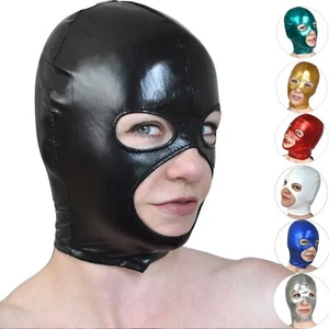 Maschera vernice lucida elasticizzata occhi aperti + bocca * bondage carnevale * fetish - Foto 1 di 52