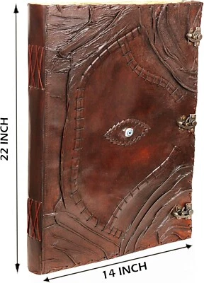 Hocus Pocus Book of Spells Evil Eye Leather Notebook Leather Journal Super Large - Image 1 of 4