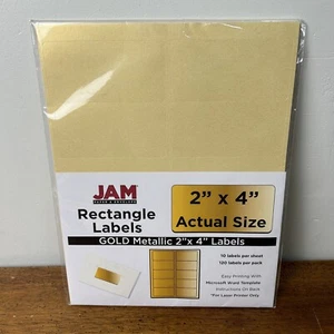 JAM Paper | Rectangle Labels | 2" x 4" | Gold Metallic | 120 Labels Total - Picture 1 of 2