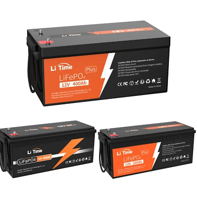 Batería de litio LiTime 12V 200Ah 300Ah 400Ah LiFePO4 para autocaravana fuera de la red solar LOTE Foto 1 de 4