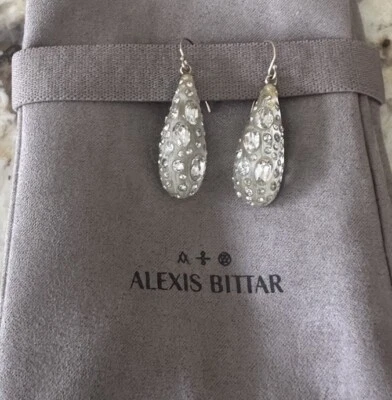 100% Authentic Alexis Bittar Lucite & Crystal Dusted Drop Earrings - Image 1 of 4