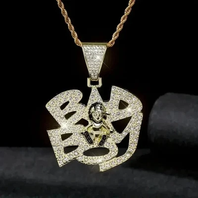 Colgante Bad Boy diamante simulado corte redondo de 1,00 quilates chapado en oro amarillo de 14 k para hombre Foto 1 de 3