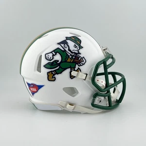 Notre Dame Fighting Irish CUSTOM Matte White New Leprechaun Mini Football Helmet - Picture 1 of 4