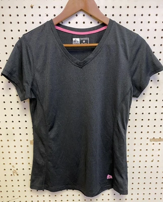 Camisa RBX para mujer grande negra rendimiento ropa deportiva cuello en V manga corta Foto 1 de 4