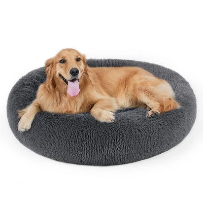 Dog Bed, Cat Calming Bed, Faux Fur Pillow Pet Donut Cuddler Round Plush Bed f... - Image 1 of 4