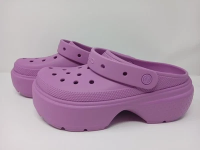  Zueco Crocs Stomp-Rosa/Burbuja 209347-6WQ Tacón Alto EDICIÓN LIMITADA Mujer’s Talla 11 Foto 1 de 4
