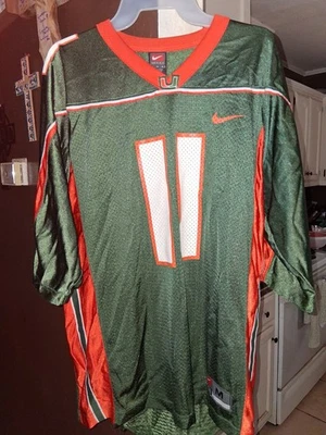 00s Vintage University of Miami Hurricane NCAA Nike Football Jersey #11 Size M - Image 1 of 2