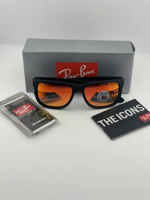 Gafas de sol Ray Ban Justin mezcla de colores mate negro/rojo espejo 54 mm RB4165 622/6Q Foto 1 de 4