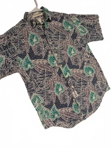 Arrow River Marke Hawaiihemd Blätterdruck Knopfleiste blau grün Herren Medium - Bild 1 von 6
