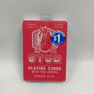 Vintage Stud Playing Cards Red Poker Size 2 Joker Sealed In Box - Bild 1 von 6
