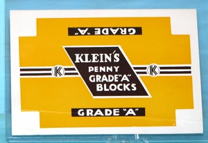 Klein's Chocolate Company", Penny Grade "A" Blöcke Box Etikett - Bild 1 von 2