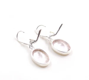 Orecchini pendenti in argento sterling 925 gioielli Brasile quarzo rosa... - Foto 1 di 5