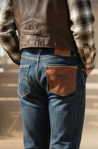 Jeans de mezclilla con ribete Big E LEVI'S 501 XX bolsillo de cuero hechos en EE. UU. años 90 - Imagen 1 de 22