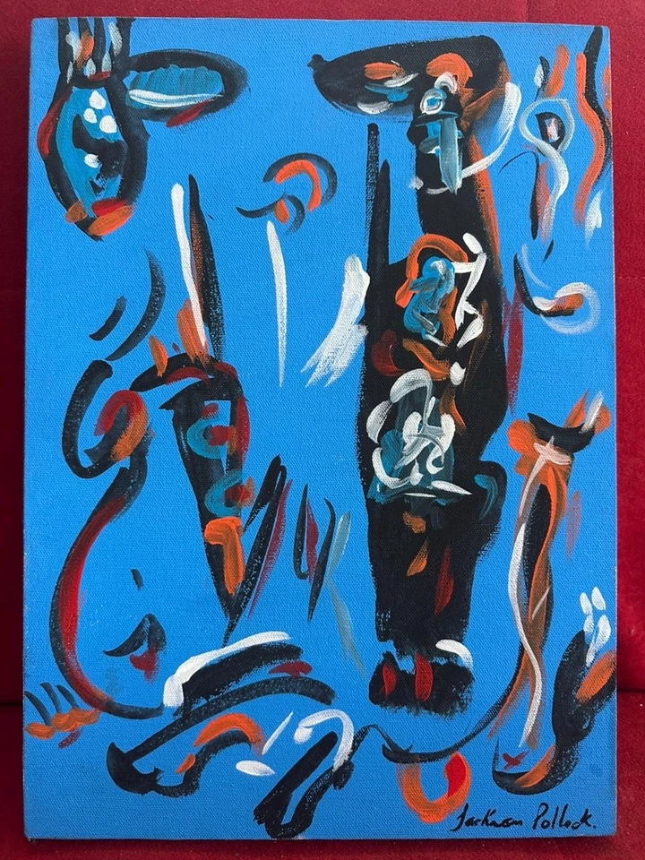 JACKSON POLLOCK pintura al óleo sobre lienzo, de colección estampada firmada Foto 1 de 4