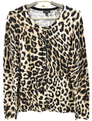 Cárdigan suéter manga larga animal TALBOTS para mujer de algodón 5 % cachemir talla MP Foto 1 de 4
