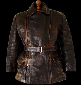 WW2 WW1 HAELSON GERMAN LUFTWAFFE Leather Officers Trench Police Bike Coat Jacket - Picture 1 of 10