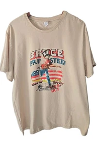 Bruce Springsteen E Street Band T-Shirt Men 2XL Tan Concert Tee East Rutherford - Picture 1 of 19