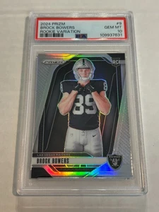 2024 PANINI PRIZM BROCK BOWERS #9 ROOKIE SILVER VARIATION PSA 10 RAIDERS SP - Picture 1 of 2