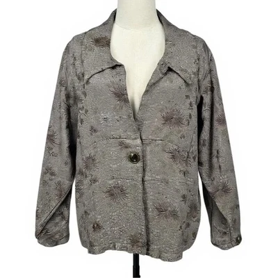 Krista Larson Women's Floral Brocade Jacket One Size Snap Closure - CJ - Image 1 of 4