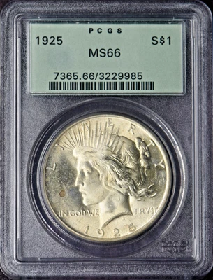 1925 Peace Silver Dollar - PCGS MS66 OGH - ✪COINGIANTS✪ - Image 1 of 2