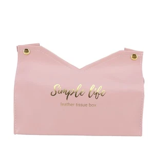 (Pink Color)Household Fabric Bag Artificial Leather Household Napkin Container - Picture 1 of 12