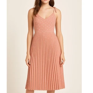 VICI Vestido Solero Midi Plisado Lunares Rosa Blanco Para Mujer Talla Mediana - Imagen 1 de 11