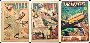 1945 Wings Comics #64/70/103 Phantom Falcon 1st Costume Fiction House Golden 10c - Picture 1 of 23
