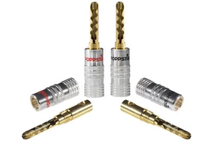 Poppstar 4x High End Hohl Bananenstecker Bananas für Lautsprecherkabel bis 6mm² - Photo 1/2