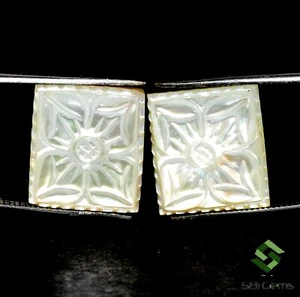 15x13 mm Natural Mother Of Pearl Handmade Carving Pair 18.21 CTS Loose Gemstones - Picture 1 of 9