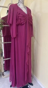 Size 24 Vibrant Pink Formal Dress Set - Long Dress Semi Sheer Cardi Long Maxi - Picture 1 of 22