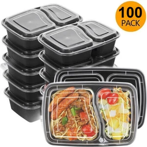100 Pack Meal Prep Containers Reusable Food Storage Disposable Plastic Lunch Box - Picture 1 of 17