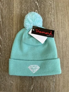 Diamond Supply Co POM POM Diamond Brilliant Blue Knit Hat Beanie NEW! - Picture 1 of 5