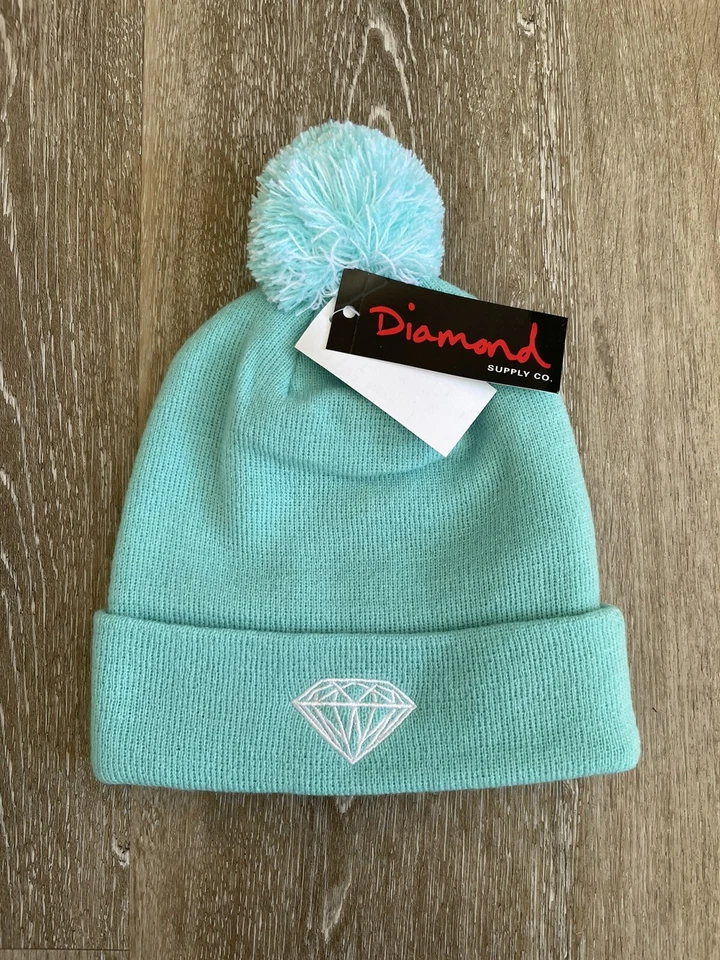 Diamond Supply Co POM POM Diamante Azul Brillante Tejido Sombrero Gorro ¡NUEVO! Foto 1 de 4