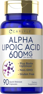 Carlyle Alpha Lipoic Acid 600Mg | plus Biotin Optimizer | 90 Capsules | Non-Gmo - Picture 1 of 12