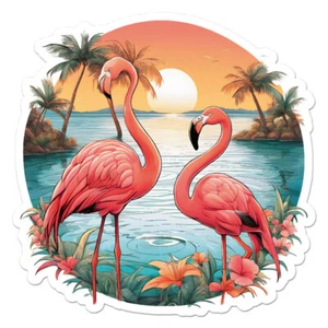 Flamingo Sonnenuntergang, Vinyl Aufkleber Sticker, Indoor Outdoor, 3 Größen, #11883 - Bild 1 von 1