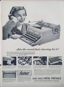 1950 vintage Royal Gray Magic Portable typewriter Post WWll - Picture 1 of 1